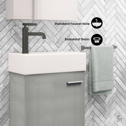 Colmer 18 Single, Brushed Gray, One Cabinet, Bathroom Vanity
