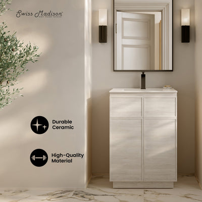 St. Tropez 24" Freestanding Bathroom Vanity in White Oak with Sink Top