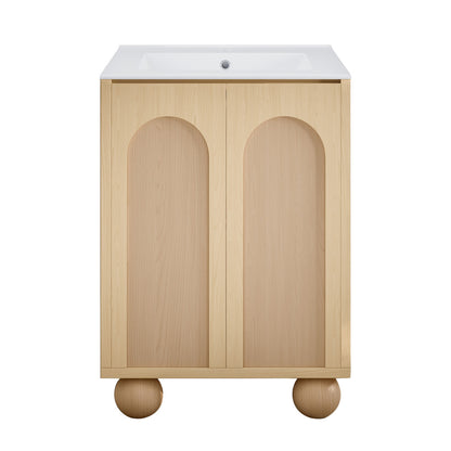 Plaisir II 24" Freestanding Bathroom Vanity in Natural Oak with Sink Top