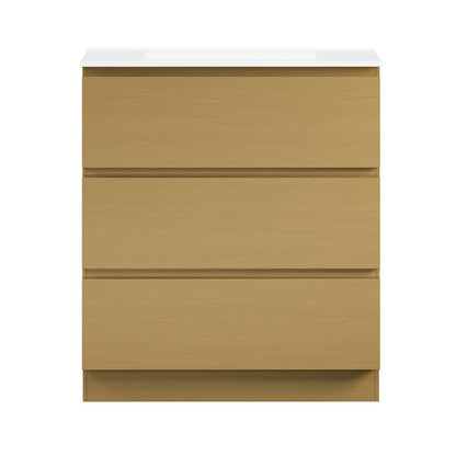 Liberte 30" Freestanding Bathroom Vanity in Natural Oak with Sink Top