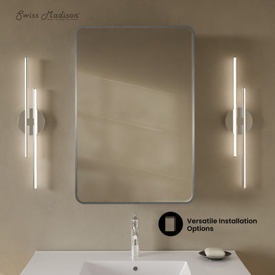 Pierre 20 x 30 Rectangle Recessed/Wall Mount Medicine Cabinet with Mirror in Polished Chrome