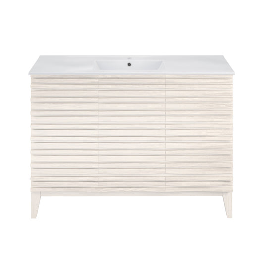 Cascade 48" Freestanding Bathroom Vanity in White Oak with Sink Top