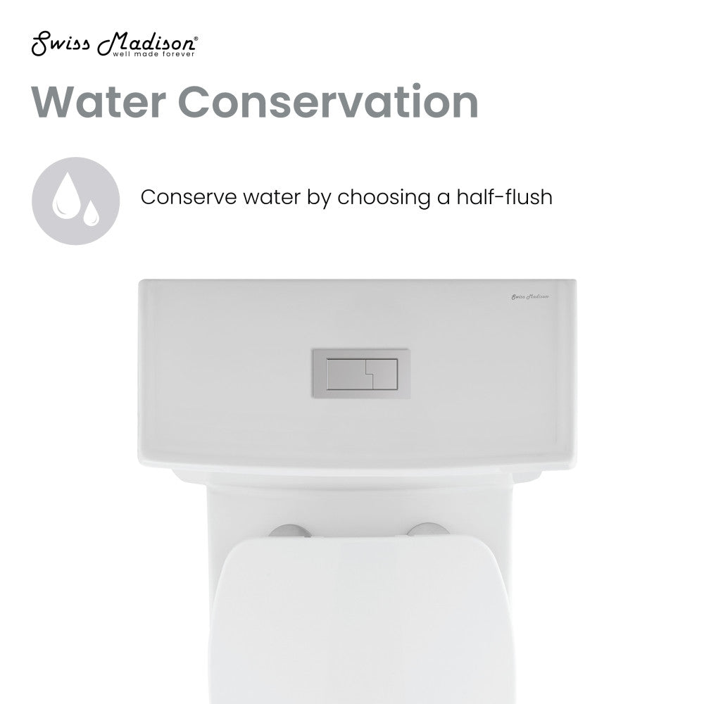 Elongated one-piece toilet with dual-flush and white finish.