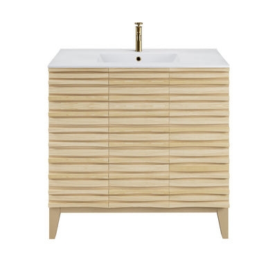 Cascade 36" Freestanding Bathroom Vanity in Natural oak with Sink Top