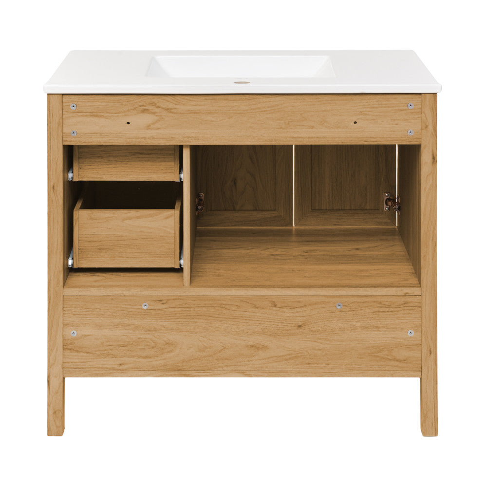 Chateau 36" Freestanding Bathroom Vanity in Golden Oak with Sink Top