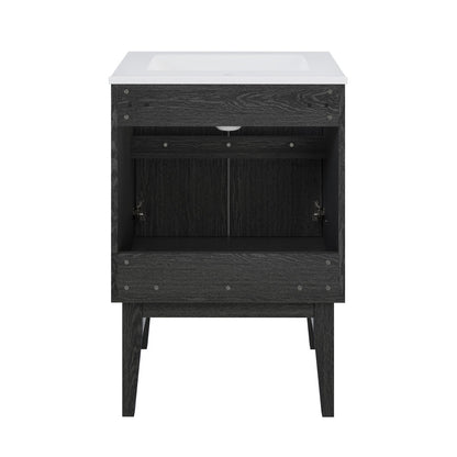 Bosse 24" Freestanding Bathroom Vanity in Black Oak with Sink Top