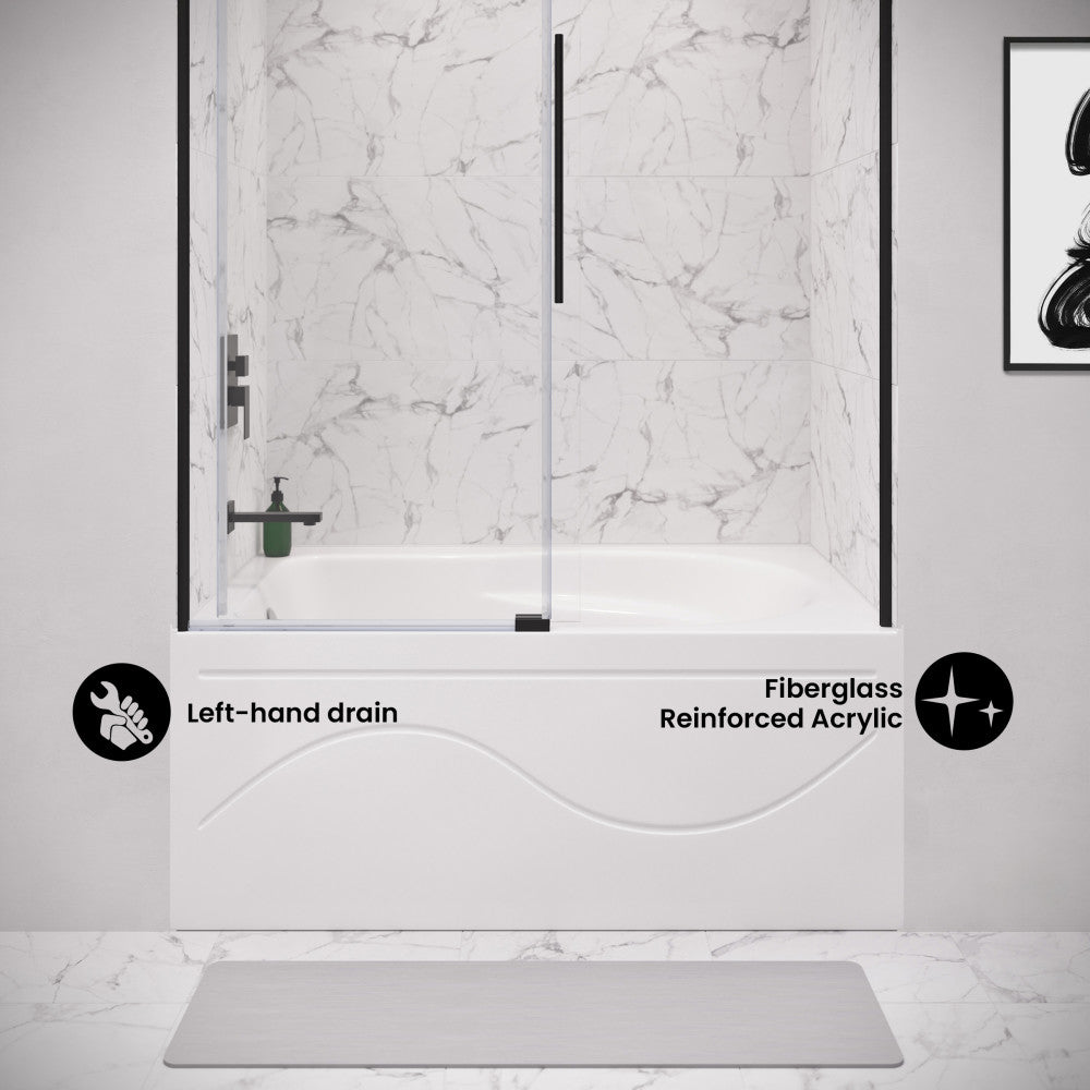 Ivy 48'' x 32" Bathtub with Apron Left Hand Drain in White