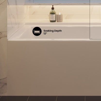 Voltaire 60 x 30 Skirted Right Drain Soaking Apron Bathtub in Glossy White with Integrated Overflow, Drain Included