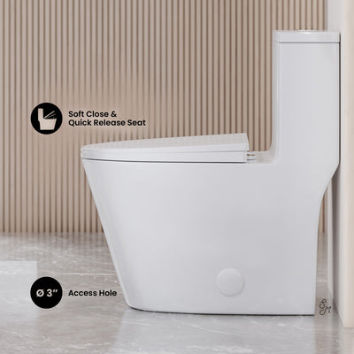 Dreux One-Piece 12" Rough-in 1.28 GPF Left Flush Elongated Toilet in Glossy White (6 - Pack)