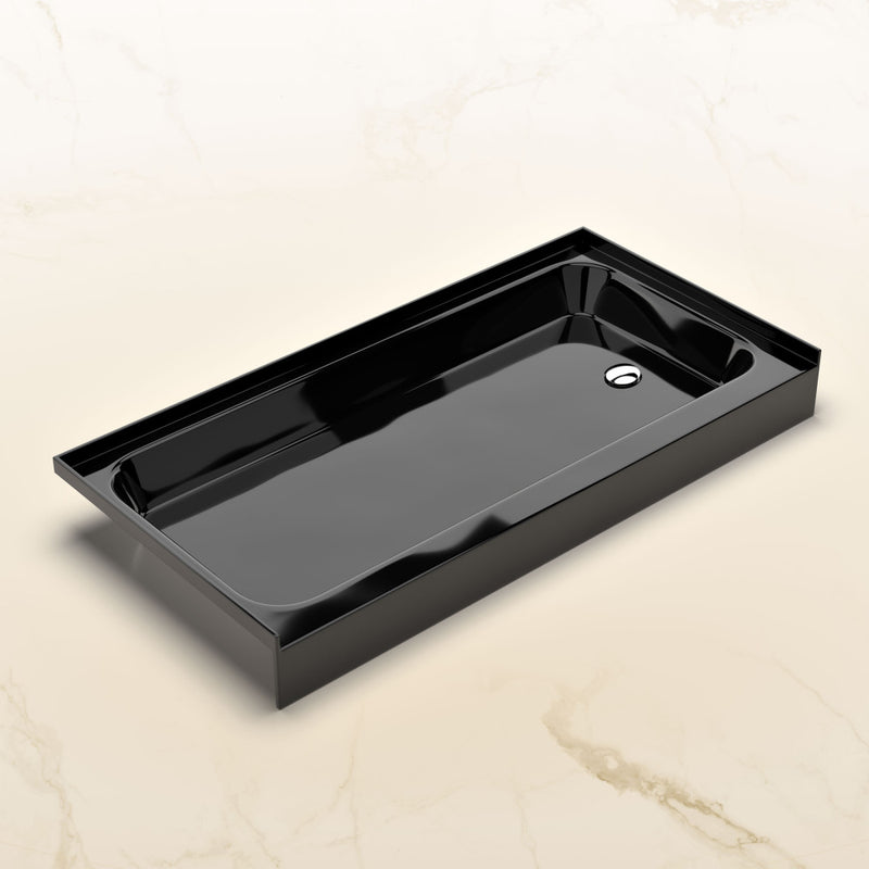 Voltaire 60 x 30 Shower Pan Base with Right Drain in Glossy Black