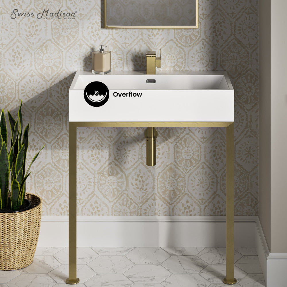 Concorde 30" Rectangle Console Sink with Brushed Gold Legs