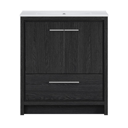 Virage 30" Freestanding Bathroom Vanity in Black Oak with Sink Top