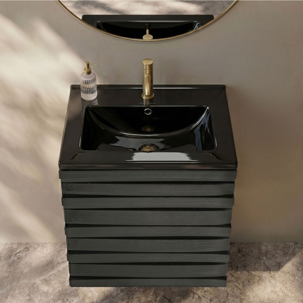 18" Vanity Sink Top in Glossy Black