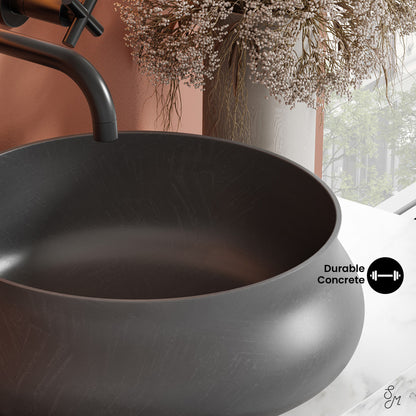 Lisse 17.5" Round Concrete Vessel Bathroom Sink in Dark Gray