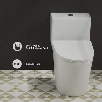 Arles One-Piece Elongated Toilet Vortex Dual-Flush 1.1/1.6 GPF