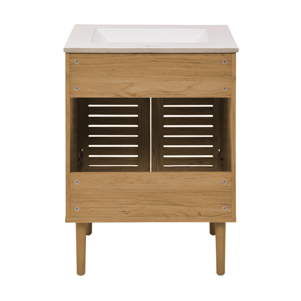 Bron 24" Freestanding Bathroom Vanity in Golden Oak with Sink Top