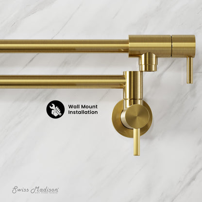 Ivy Retractable Wall-Mounted Pot Filler in Brushed Gold