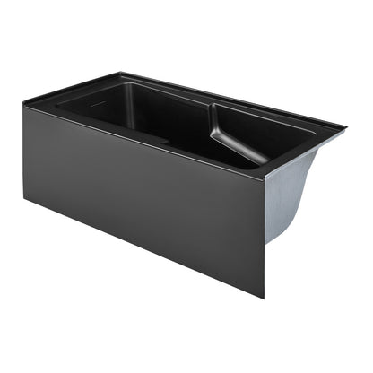 Voltaire 60 x 30 Skirted Left Drain Soaking Apron Bathtub in Matte Black with Integrated Overflow and Armrest, Drain Included