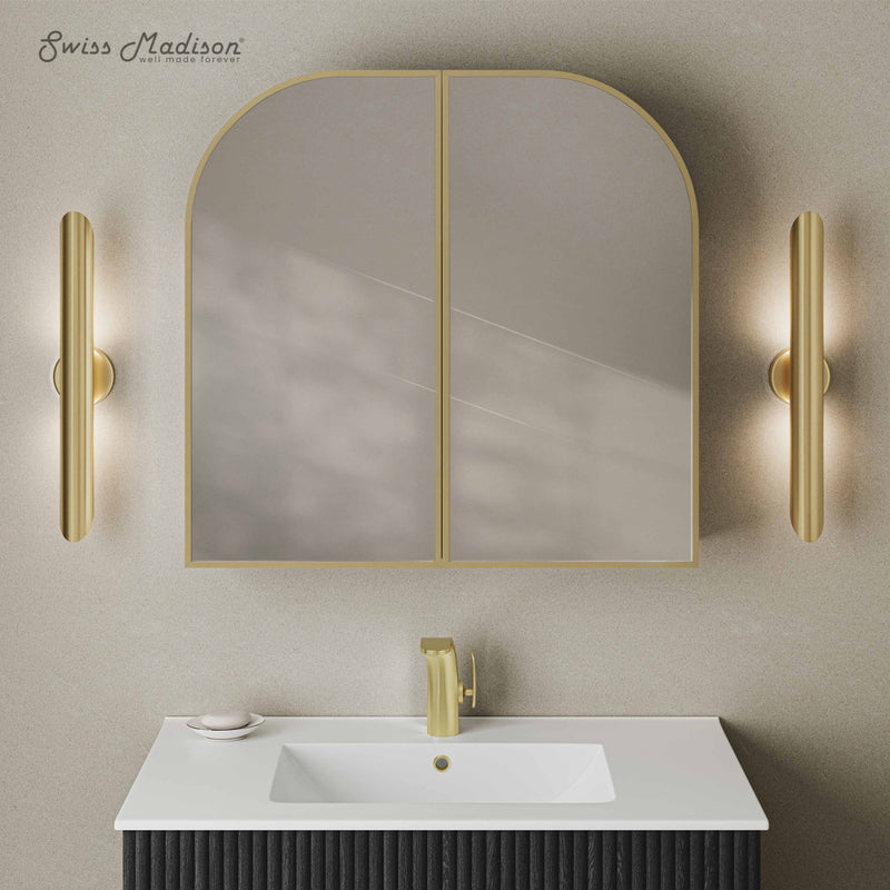 Porte 32 x 31 Arched Recessed/Wall Mount Medicine Cabinet with Mirror in Gold