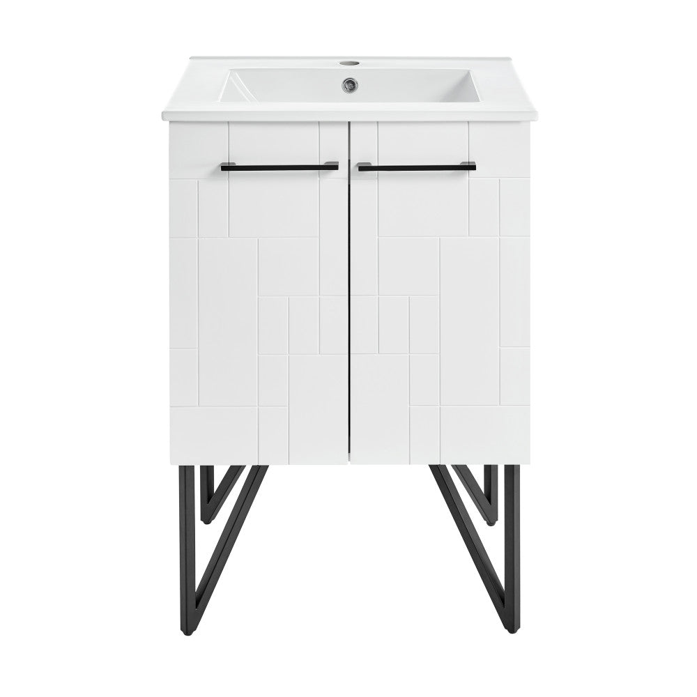 Annecy 24" Freestanding Bathroom Vanity in Mondrian White with Sink Top