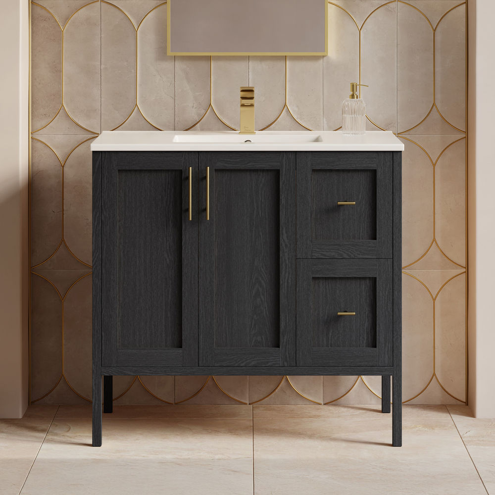 Forme 36" Modular Freestanding Bathroom Vanity with Sink Top in Black Oak