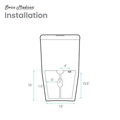 Dreux One-Piece 12" Rough-in .95/1.28 GPF Dual Top Flush Elongated Toilet in Glossy Black