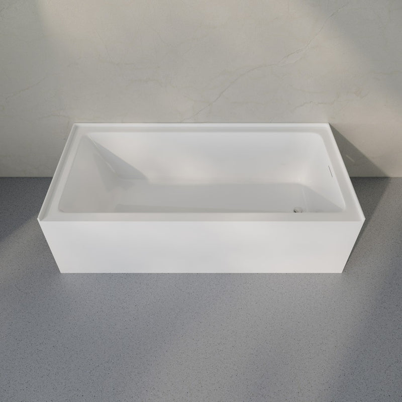 Voltaire 72 x 32 Skirted Right Drain Soaking Alcove Bathtub in Glossy White, Drain Included