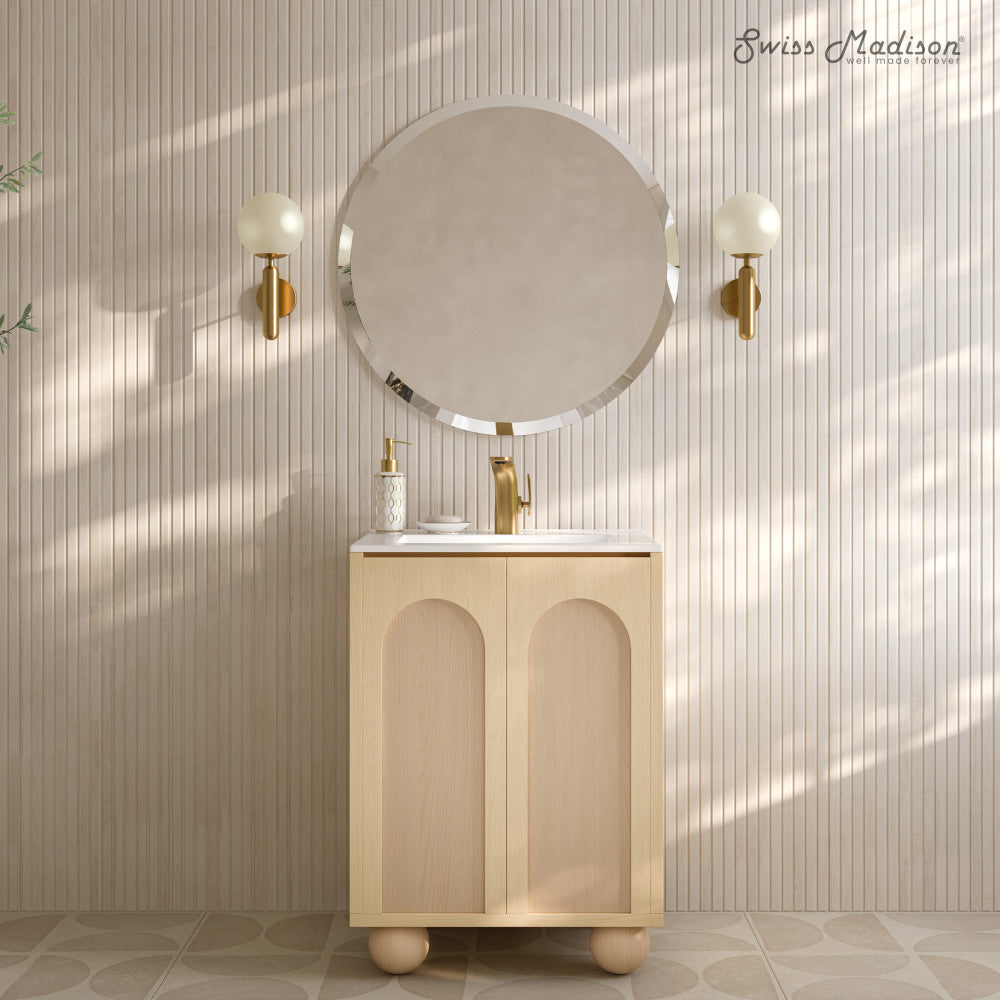 Plaisir II 24" Freestanding Bathroom Vanity in Natural Oak with Sink Top