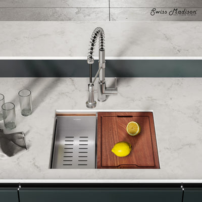 Rivage 22 x 19 Single Basin Undermount Kitchen Workstation Sink