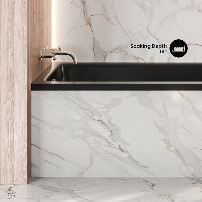 Voltaire 54 x 30 Left Drain Soaking Alcove Bathtub in Glossy Black