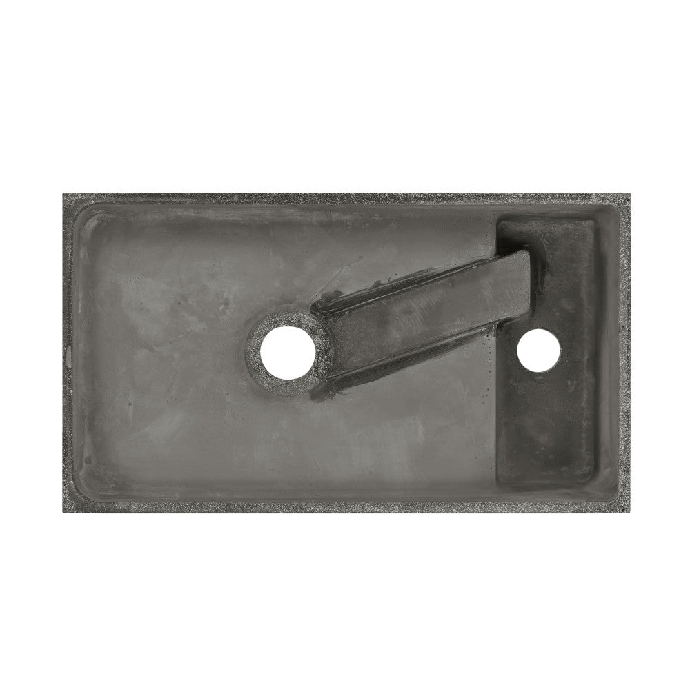 Lisse 16" Concrete Rectangle Wall-Mounted Sink with Left Side Faucet Mount in Matte Dark Gray