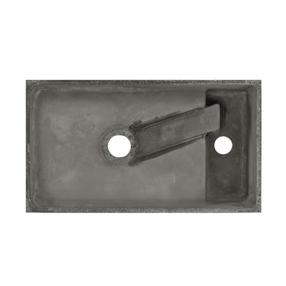 Lisse 16" Concrete Rectangle Wall-Mounted Sink with Left Side Faucet Mount in Matte Dark Gray