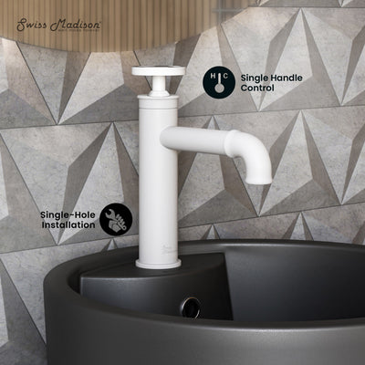 Avallon Single Hole, Single-Handle Wheel, Bathroom Faucet in Matte White