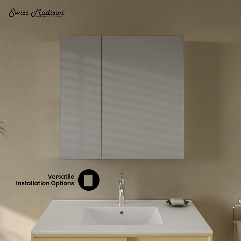 Cache 30 x 30 Rectangle Recessed/Wall Mount Medicine Cabinet with Mirrored Sides