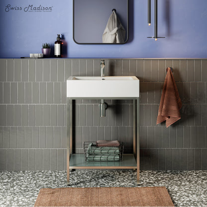 Pierre 24 Single, Freestanding, Open Shelf, Chrome Metal Frame Bathroom Vanity