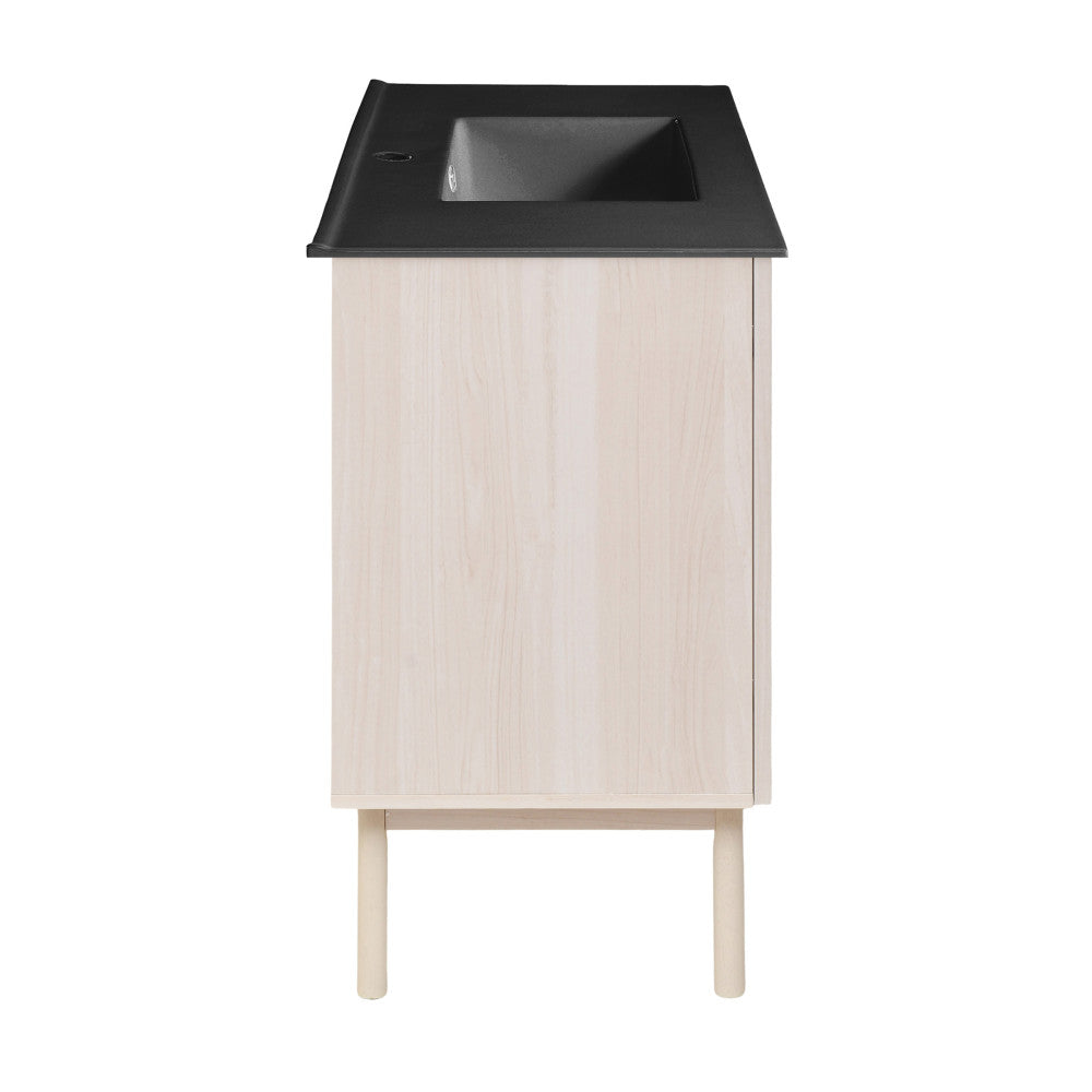 Classe 36" Freestanding Bathroom Vanity in White Oak with Black Sink Top