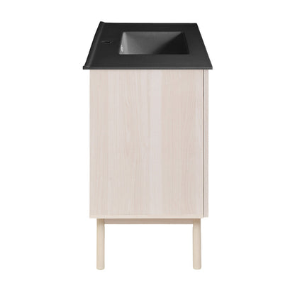 Classe 36" Freestanding Bathroom Vanity in White Oak with Black Sink Top