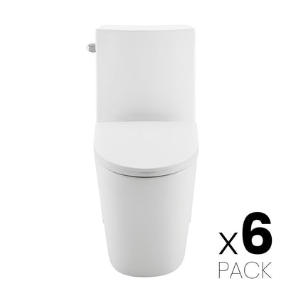 St. Tropez One-Piece 10" Rough-in 1.28 GPF Left Flush Elongated Toilet in Glossy White (6 - Pack)