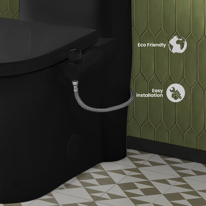 Aqua Non-Electric Bidet Toilet Attachment in Glossy Black with Black Knob
