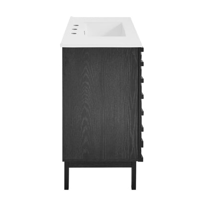 Cascade 30" Freestanding Bathroom Vanity in Black Oak with 3-Hole Widespread Sink Top