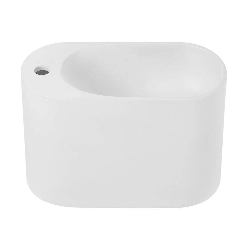 Terre 18" Solid Surface Oval Wall-Mounted Sink with Left Side Faucet Mount in Matte White