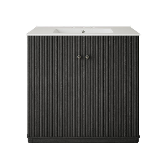 Lafayette 36" Freestanding Bathroom Vanity in Black Oak with 3-Hole Widespread Sink Top