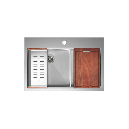 Ravi Dual Basin 33 x 22 Topmount Kitchen Workstation Sink