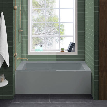 Voltaire 60" x 32" Left-Hand Drain Alcove Bathtub with Apron and Armrest in Matte Gray