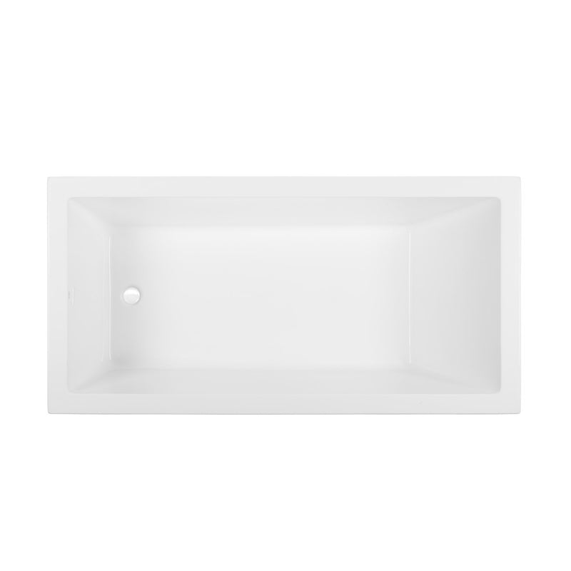 Voltaire 72 x 36 Reversible Drain Soaking Drop-in Bathtub in Glossy White with Integrated Overflow, Drain Included