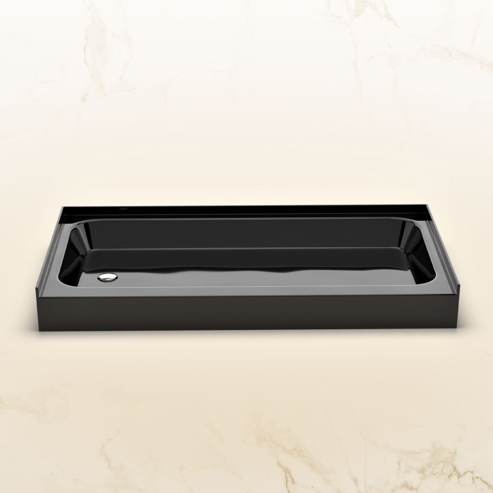 Voltaire 60 x 30 Shower Pan Base with Left Drain in Glossy Black