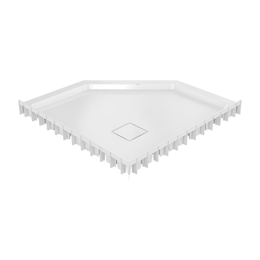 Marquette 36" x 36" Neo-Angle Single-Threshold Shower Pan Base with Center Drain in Glossy White