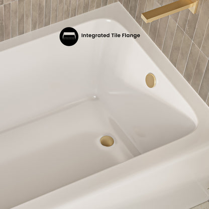 Voltaire 60 x 32 x 18 Skirted Right Drain Soaking Apron Bathtub in Glossy White