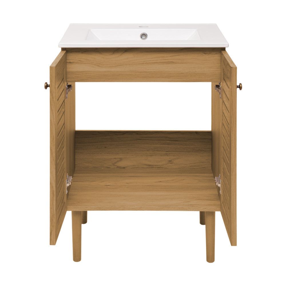Bron 24" Freestanding Bathroom Vanity in Golden Oak with Sink Top