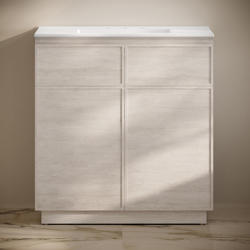 St. Tropez 36" Freestanding Bathroom Vanity in White Oak with 3-Hole Widespread Sink Top